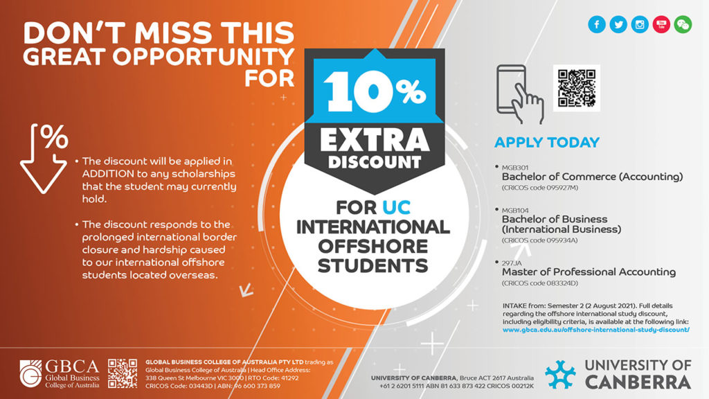 GBCA-EIA - 10 percent discount for UC international offshore students 04
